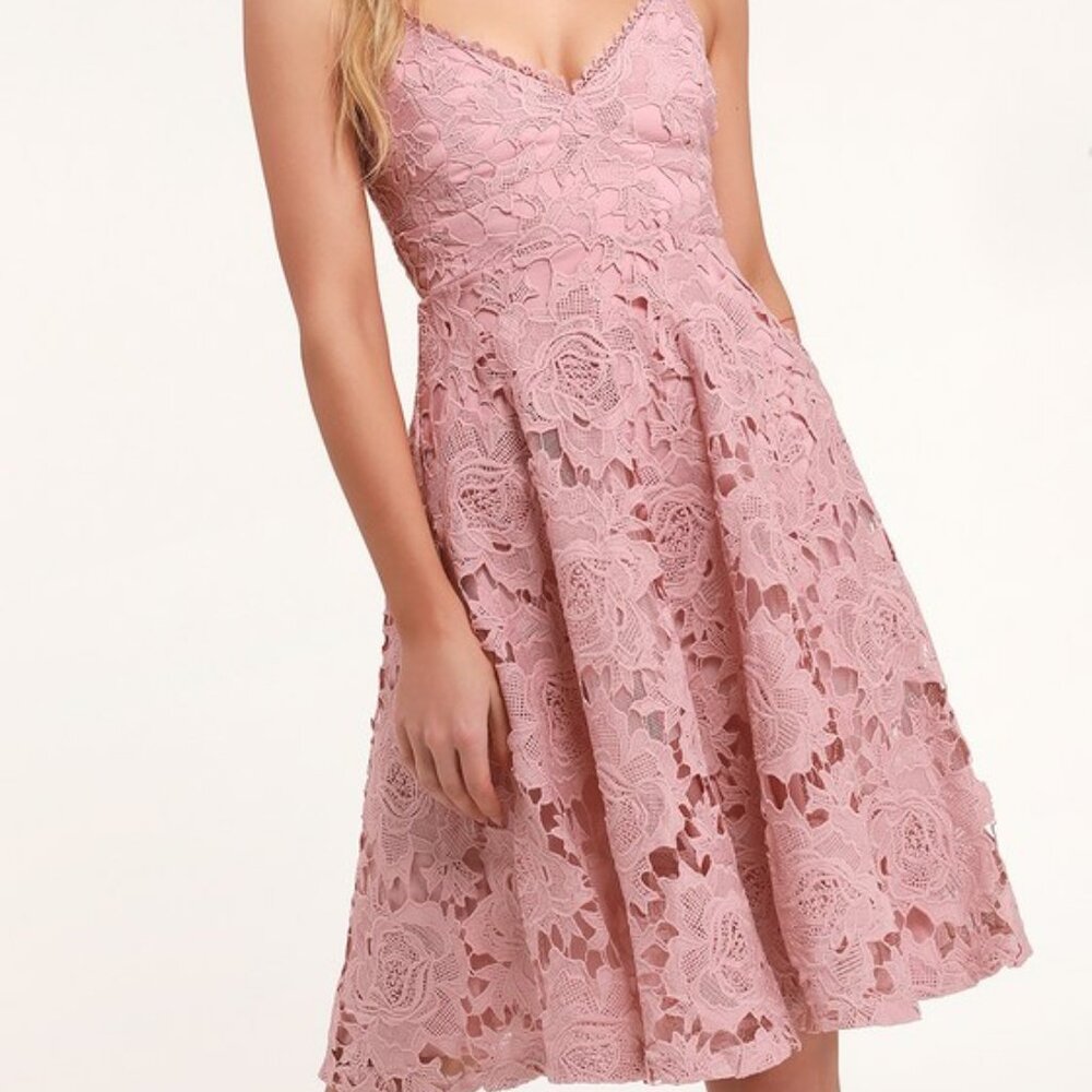 Lulus Nora Lee Dusty Rose Sleeveless Lace Midi Dress Pink - Size L